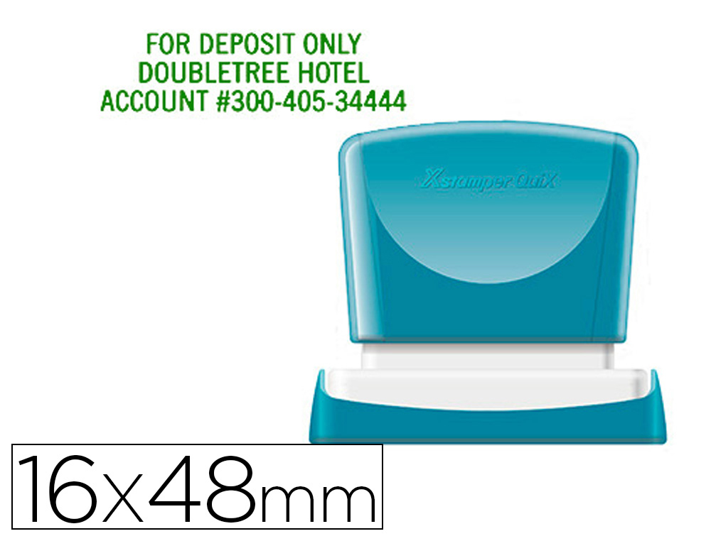 SELLO X'STAMPER QUIX PERSONALIZABLE COLOR VERDE MEDIDAS 16X48 MM Q-11
