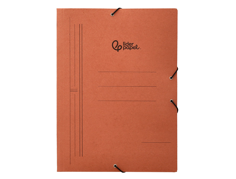CARPETA LIDERPAPEL GOMAS TRES SOLAPAS CARTON COMPACTO FOLIO COLOR CUERO