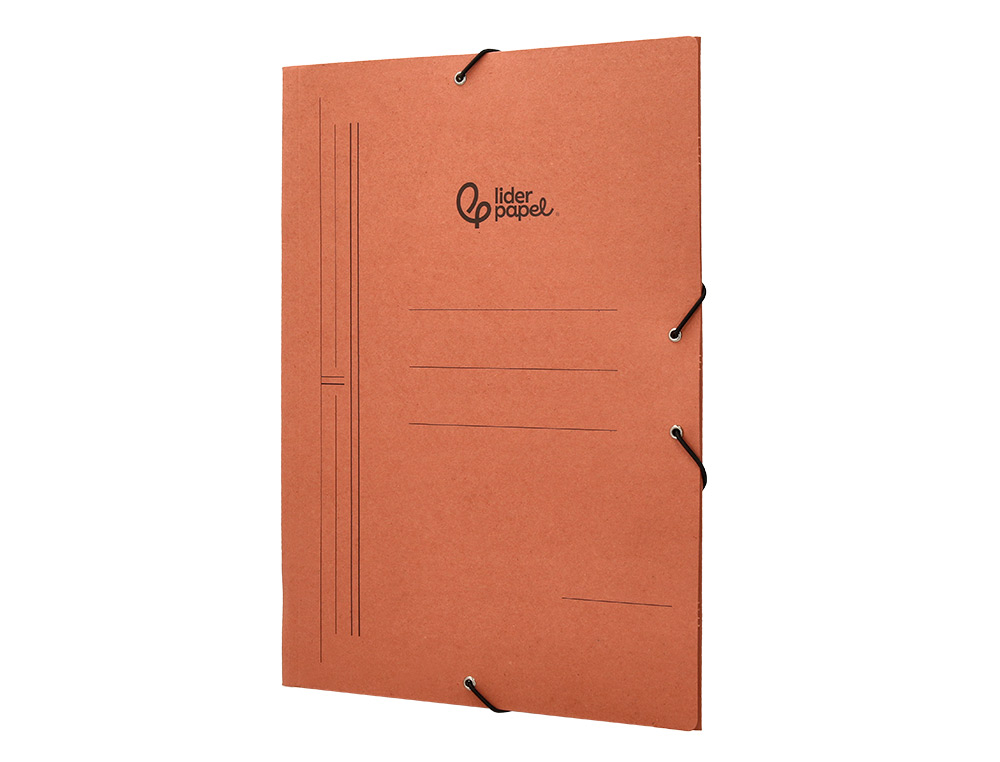CARPETA LIDERPAPEL GOMAS TRES SOLAPAS CARTON COMPACTO FOLIO COLOR CUERO