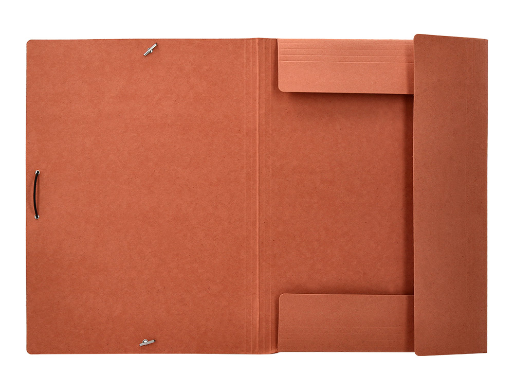 CARPETA LIDERPAPEL GOMAS TRES SOLAPAS CARTON COMPACTO FOLIO COLOR CUERO