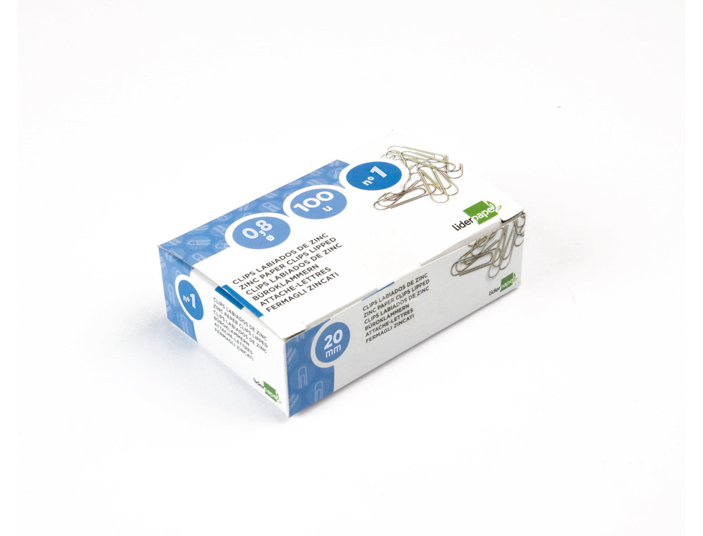 CLIPS LIDERPAPEL Nº1 LABIADOS 20 MM CAJA DE 100 UNIDADES