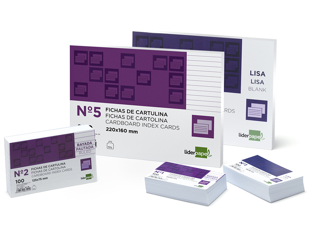 FICHA LIDERPAPEL LISA Nº1 65X95MM 180GR PAQUETE DE 100 UNIDADES