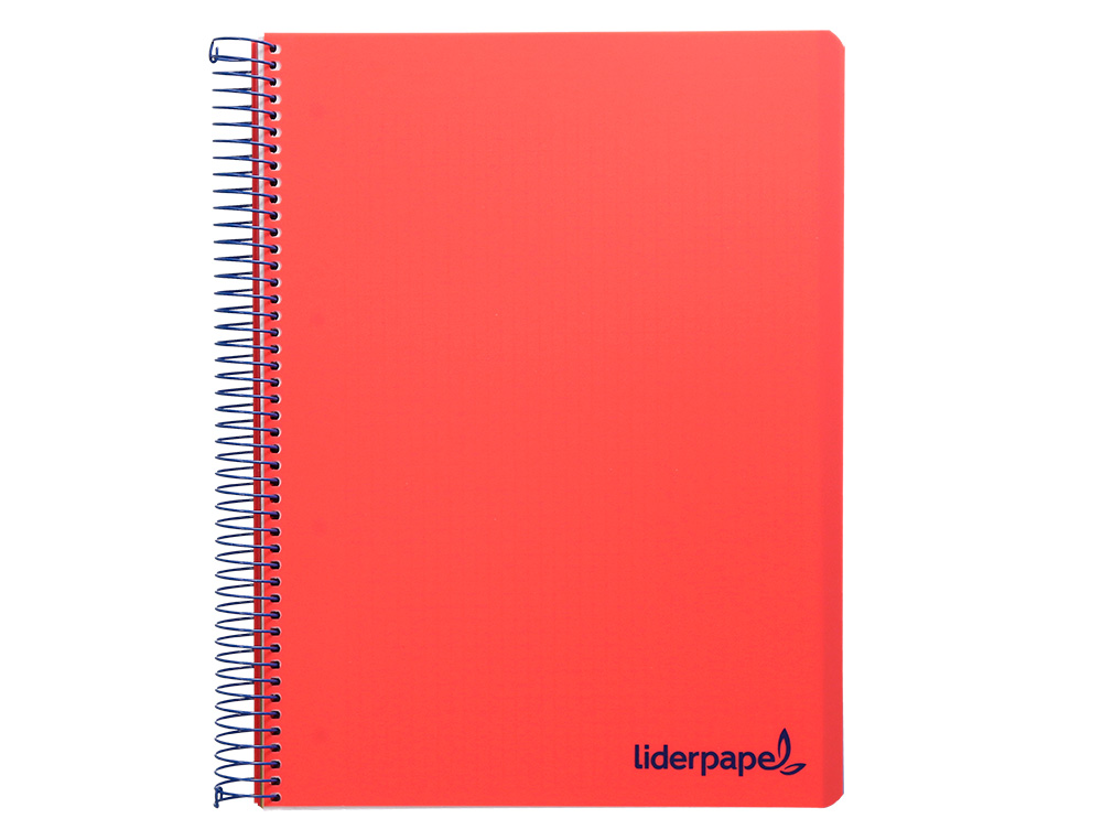 CUADERNO ESPIRAL LIDERPAPEL A4 MICRO WONDER TAPA PLASTICO 120H 90GR CUADRO 5MM 5 BANDAS 4 TALADROS COLOR ROJO