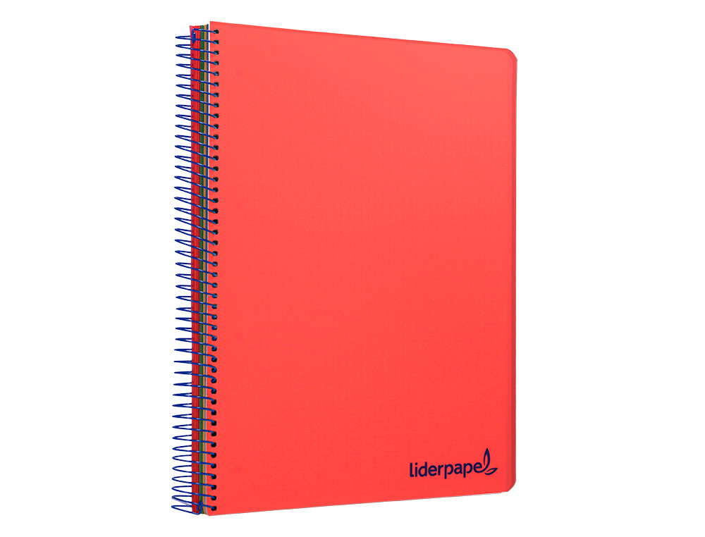 CUADERNO ESPIRAL LIDERPAPEL A4 MICRO WONDER TAPA PLASTICO 120H 90GR CUADRO 5MM 5 BANDAS 4 TALADROS COLOR ROJO
