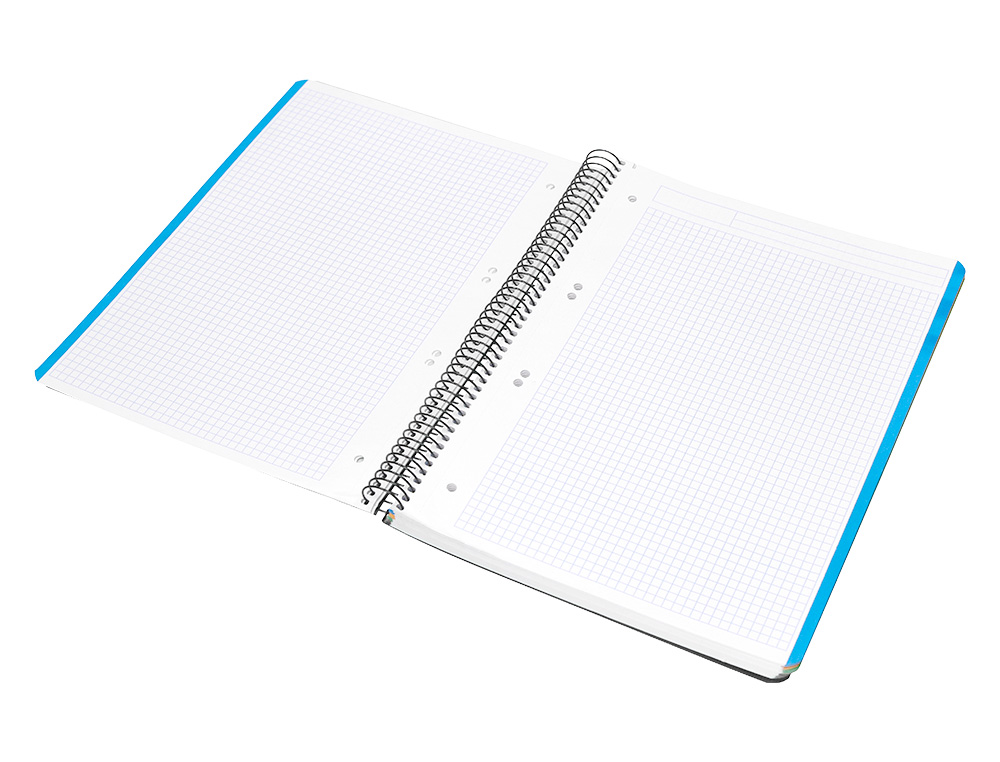 CUADERNO ESPIRAL LIDERPAPEL A5 MICRO WONDER TAPA PLASTICO 120H 90GR CUADRO 5MM 5 BANDAS 6 TALADROS COLOR NEGRO