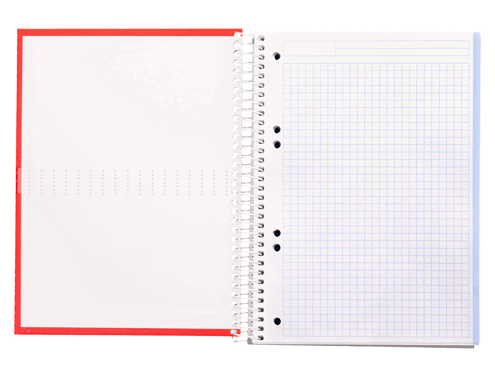 CUADERNO ESPIRAL LIDERPAPEL A5 MICRO CRAFTY TAPA FORRADA 120H 90GR CUADRO 5MM 5 BANDAS 6 TALADROS COLOR ROJO