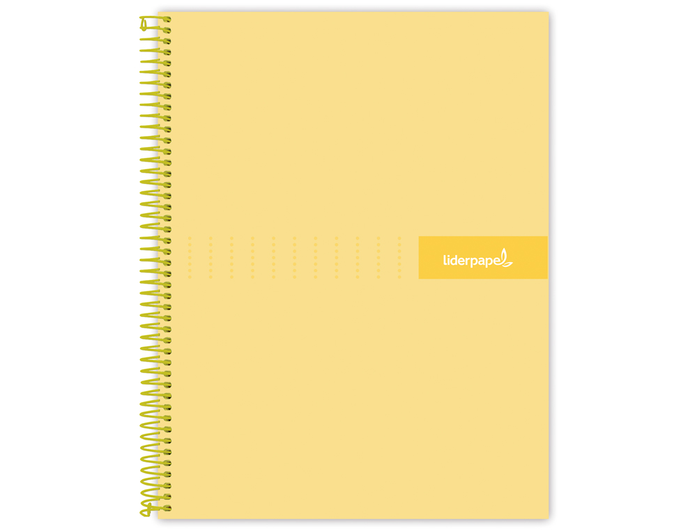 CUADERNO ESPIRAL LIDERPAPEL A5 MICRO CRAFTY TAPA FORRADA 120H 90GR CUADRO 5MM 5 BANDAS 6 TALADROS COLOR AMARILLO