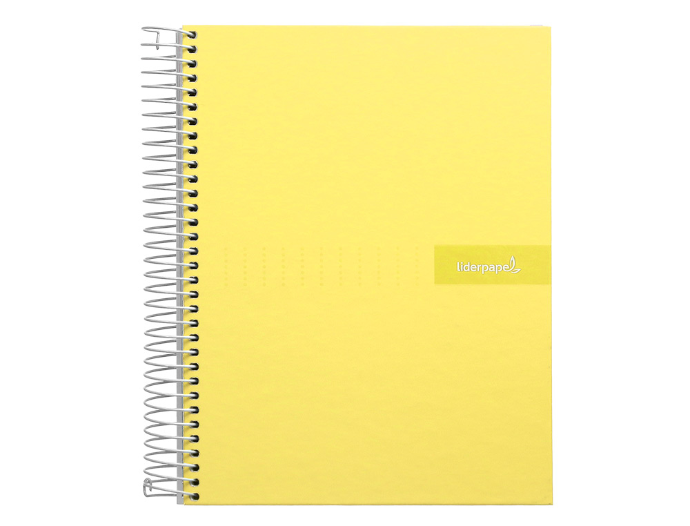 CUADERNO ESPIRAL LIDERPAPEL A5 MICRO CRAFTY TAPA FORRADA 120H 90GR CUADRO 5MM 5 BANDAS 6 TALADROS COLOR AMARILLO