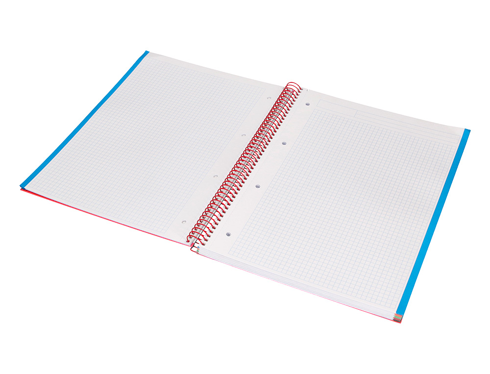 CUADERNO ESPIRAL LIDERPAPEL A4 MICRO JOLLY TAPA FORRADA 140H 75GR CUADRO 5MM 5 BANDAS 4 TALADROS COLOR ROJO