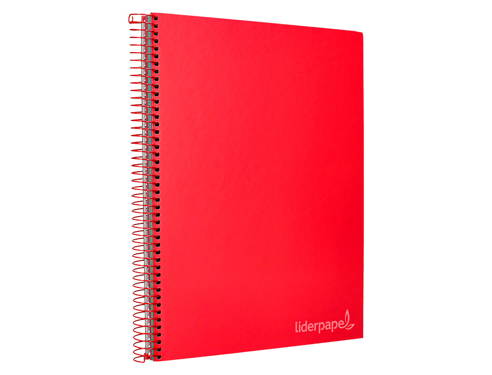 CUADERNO ESPIRAL LIDERPAPEL A4 MICRO JOLLY TAPA FORRADA 140H 75GR CUADRO 5MM 5 BANDAS 4 TALADROS COLOR ROJO