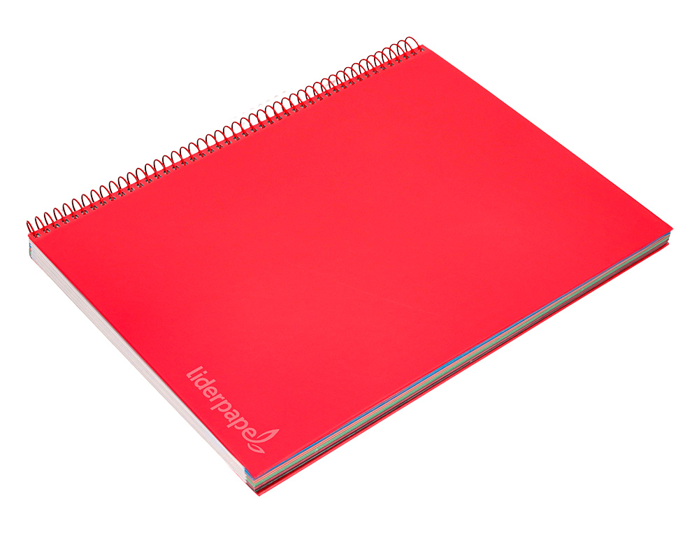 CUADERNO ESPIRAL LIDERPAPEL A4 MICRO JOLLY TAPA FORRADA 140H 75GR CUADRO 5MM 5 BANDAS 4 TALADROS COLOR ROJO