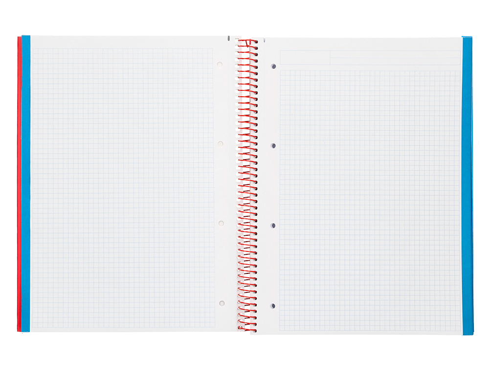 CUADERNO ESPIRAL LIDERPAPEL A4 MICRO JOLLY TAPA FORRADA 140H 75GR CUADRO 5MM 5 BANDAS 4 TALADROS COLOR ROJO