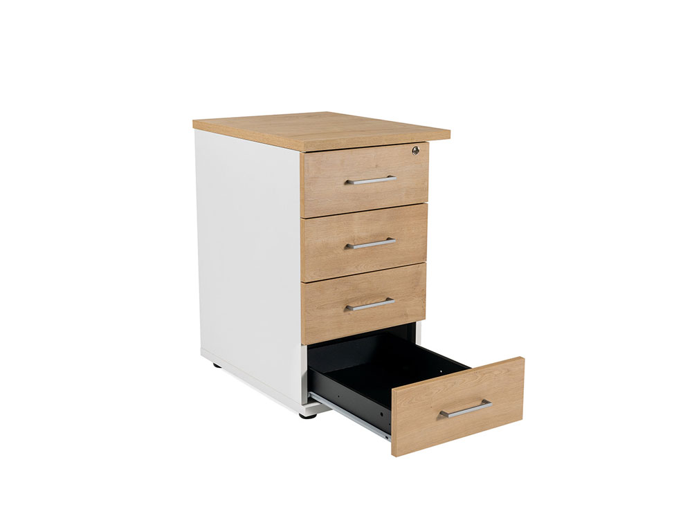 CAJONERA ROCADA CON CUATRO CAJONES SERIE STORE 60X47X74 CM ACABADO GRIS/HAYA