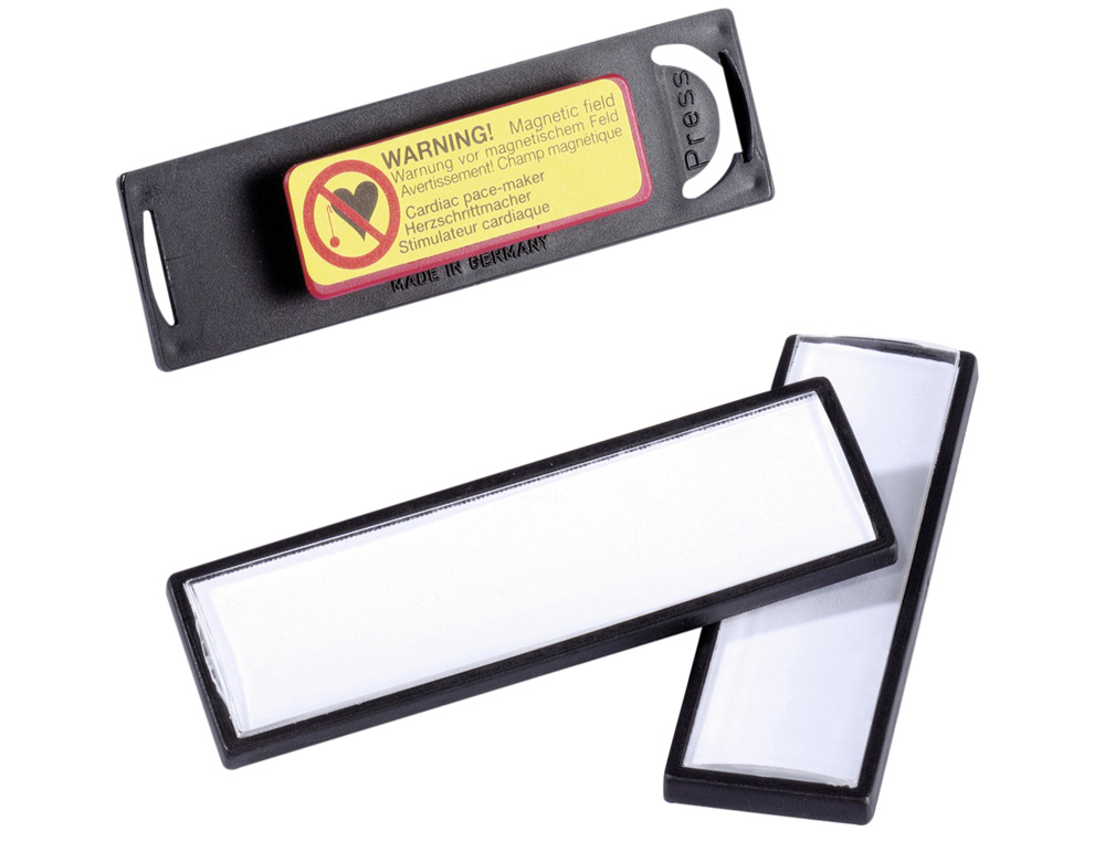 IDENTIFICADOR PORTANOMBRE DURABLE PVC ANTIARAAZOS CON IMAN Y EFECTO LUPA COLOR NEGRO 67X17 MM