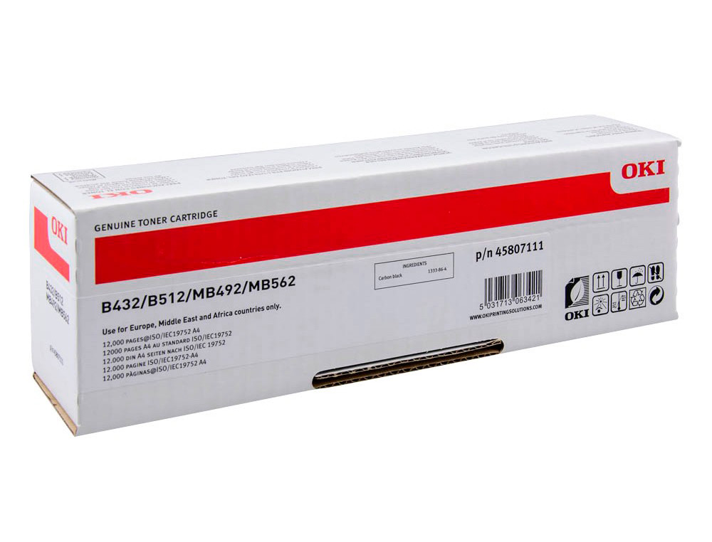 TONER OKI N45807111 NEGRO 12000 PAGINAS
