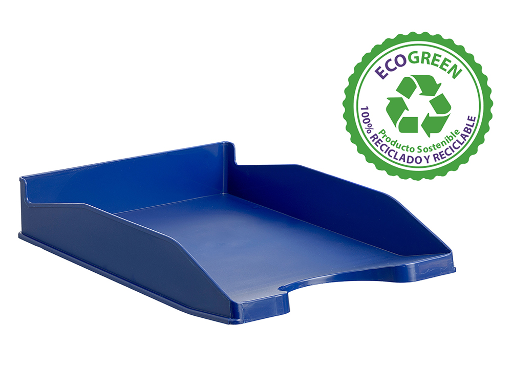 BANDEJA SOBREMESA ARCHIVO 2000 ECOGREEN PLASTICO 100% RECICLADA APILABLE FORMATOS DIN A4 Y FOLIO COLOR AZUL