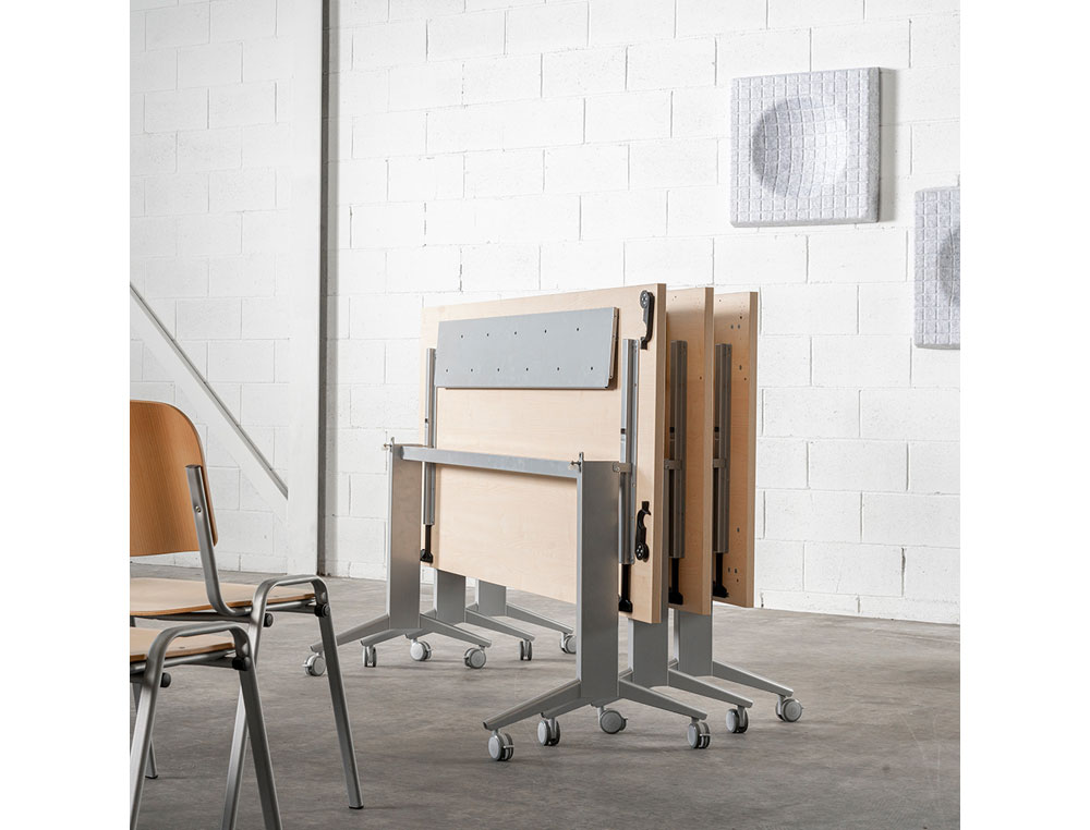 MESA DE OFICINA ROCADA 180X80CM CON TABLERO ABATIBLE 90 ACABADO FD02 GRIS/GRIS