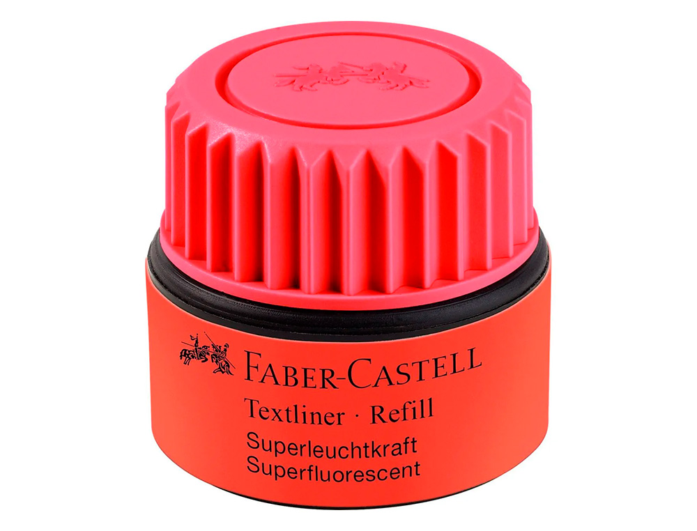 TINTA ROTULADOR FABER CASTELL TEXTLINER FLUORESCENTE 1549 CON SISTEMA CAPILAR COLOR ROJO BOTE 30 ML