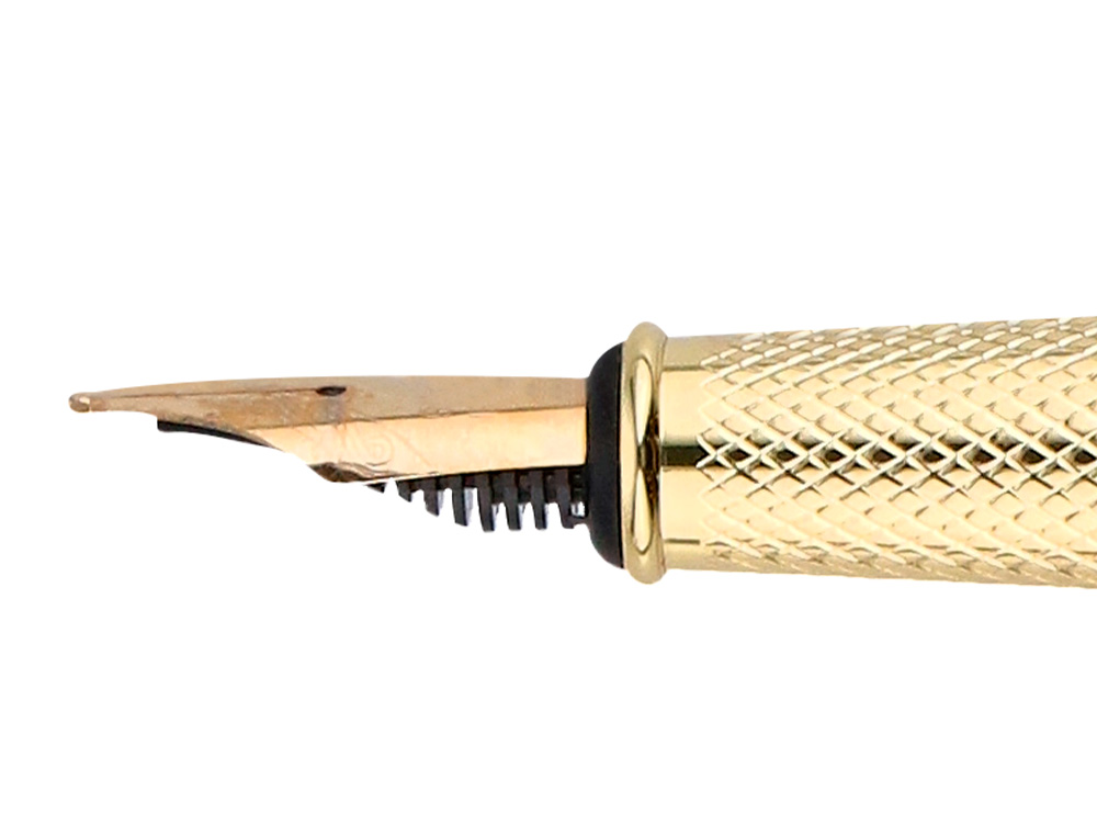 PLUMA BELIUS PASSION DOR ALUMINIO TEXTURA CEPILLADA COLOR NEGRO Y DORADO TINTA AZUL CAJA DE DISEO