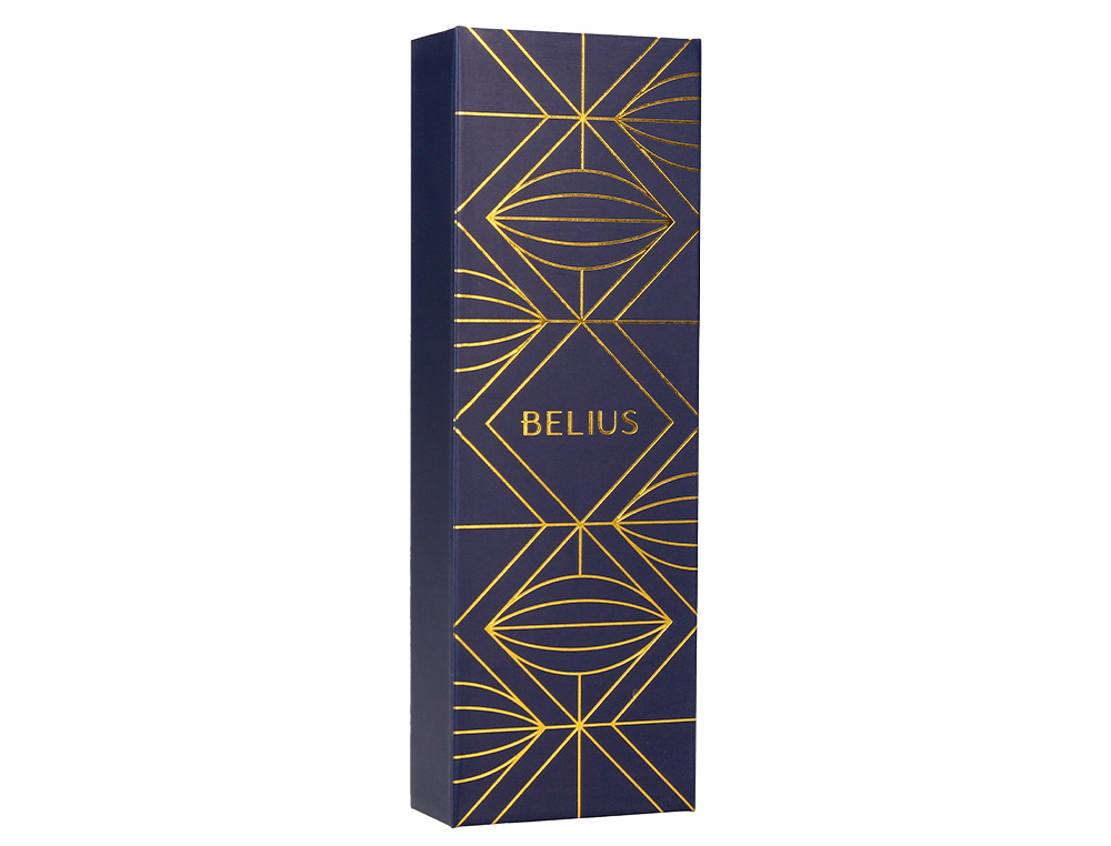 BOLIGRAFO BELIUS SOIREE ALUMINIO COLOR AZUL MARINO Y DORADO TINTA AZUL CAJA DE DISEO