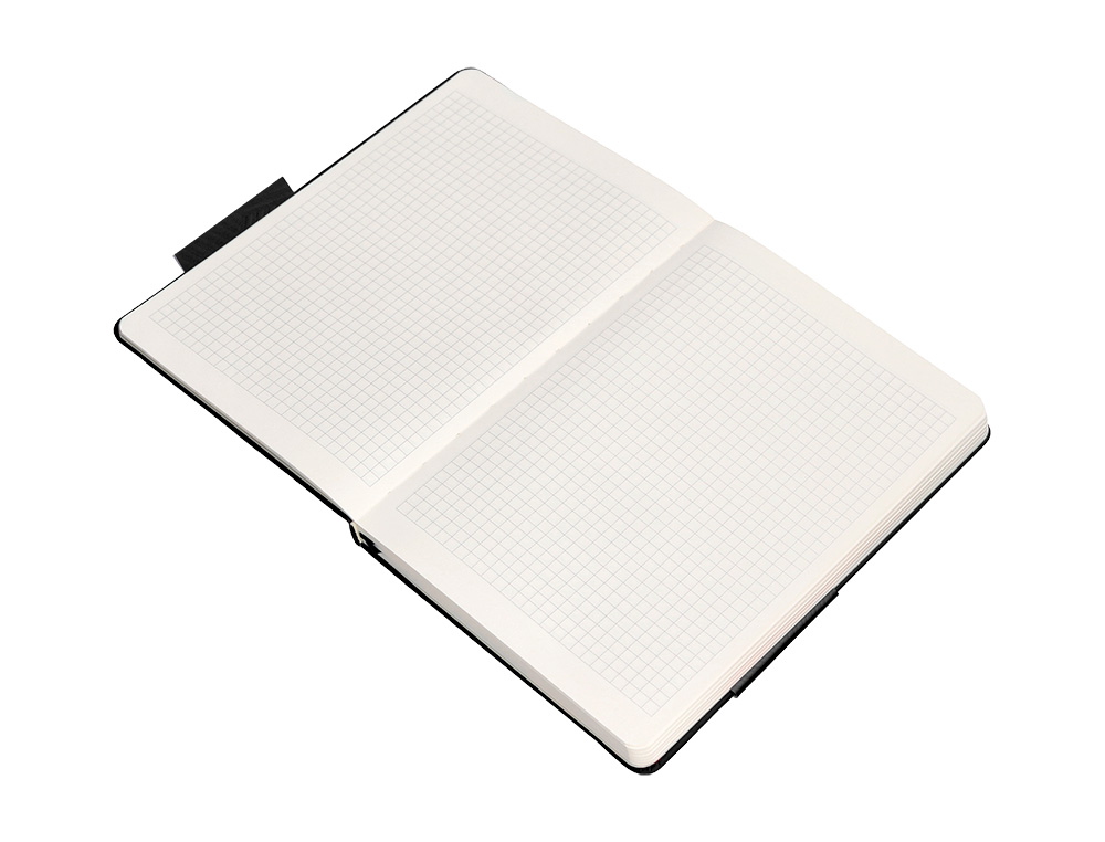 CUADERNO CON GOMILLA ANTARTIK NOTES TAPA DURA A4 HOJAS CUADRICULA NEGRO 100 HOJAS 80 GR FSC