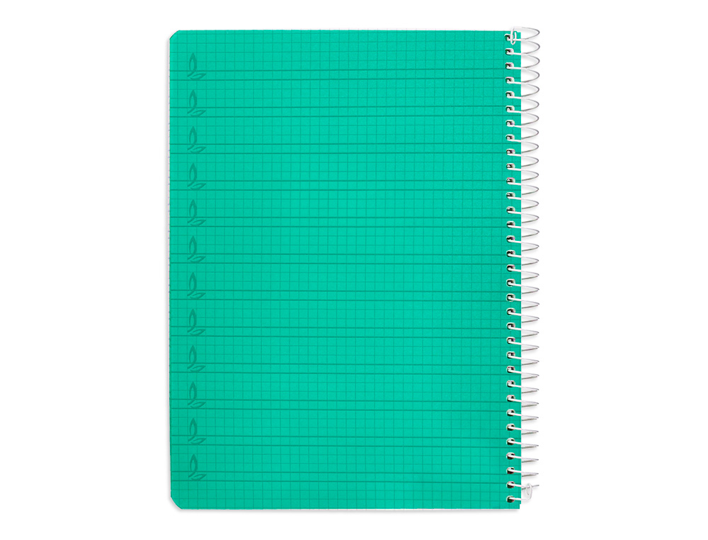 CUADERNO ESPIRAL LIDERPAPEL A5 PAUTAGUIA TAPA PLASTICO 80H 90GR CUADRO PAUTADO 4MM CON MARGEN COLOR VERDE