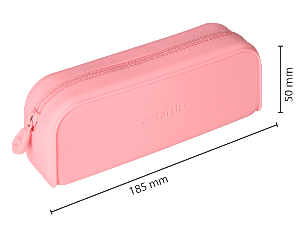 ESTUCHE PORTATODO ANTARTIK PRISMA SILICONA SOFT RECTANGULAR 185X50X75 MM ROSA CHICLE