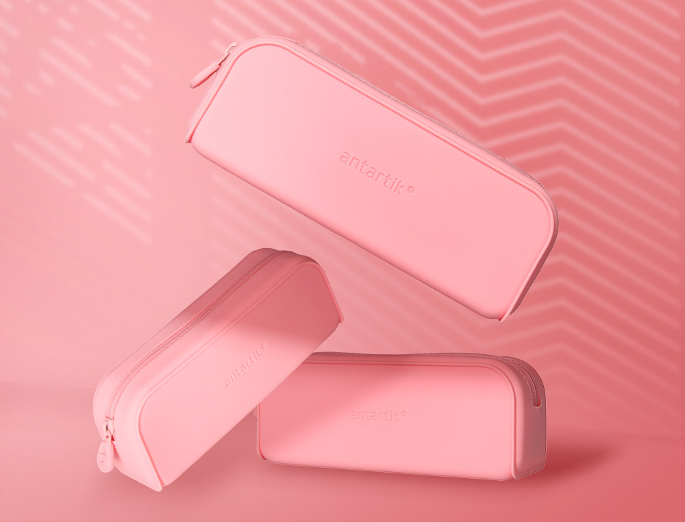 ESTUCHE PORTATODO ANTARTIK PRISMA SILICONA SOFT RECTANGULAR 185X50X75 MM ROSA CHICLE