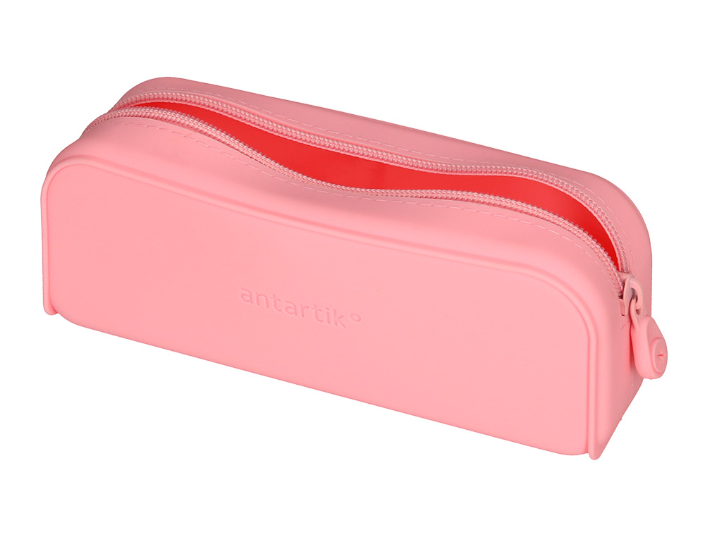 ESTUCHE PORTATODO ANTARTIK PRISMA SILICONA SOFT RECTANGULAR 185X50X75 MM ROSA CHICLE
