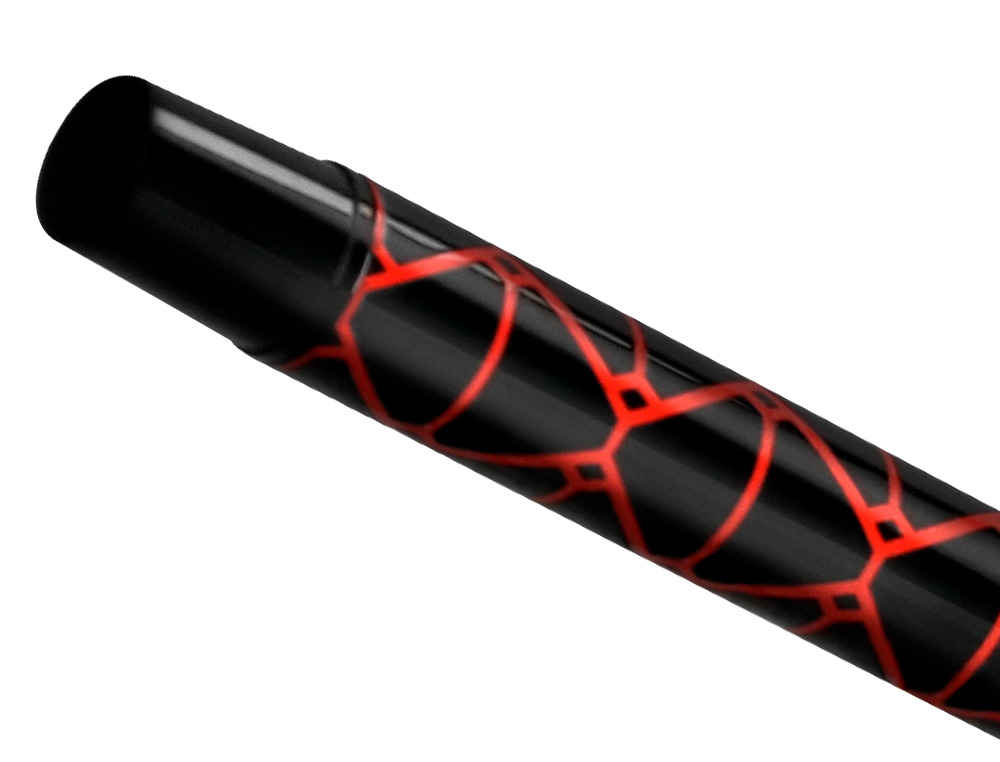 BOLIGRAFO BELIUS LEGACY ALUMINIO DISEÑO TRIANGULO ROJO CUERPO NEGRO TINTA COLOR AZUL CAJA DE DISEÑO