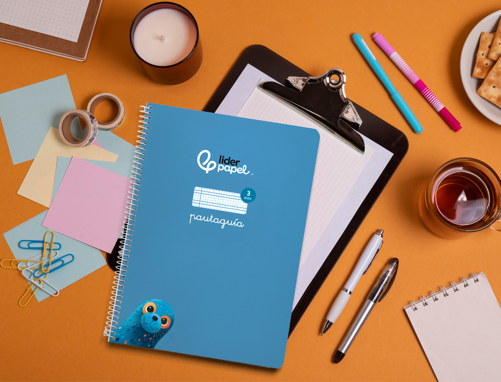 CUADERNO ESPIRAL LIDERPAPEL A4 PAUTAGUIA TAPA BLANDA 80H 75GR CUADRO PAUTADO 3MM COLOR AZUL