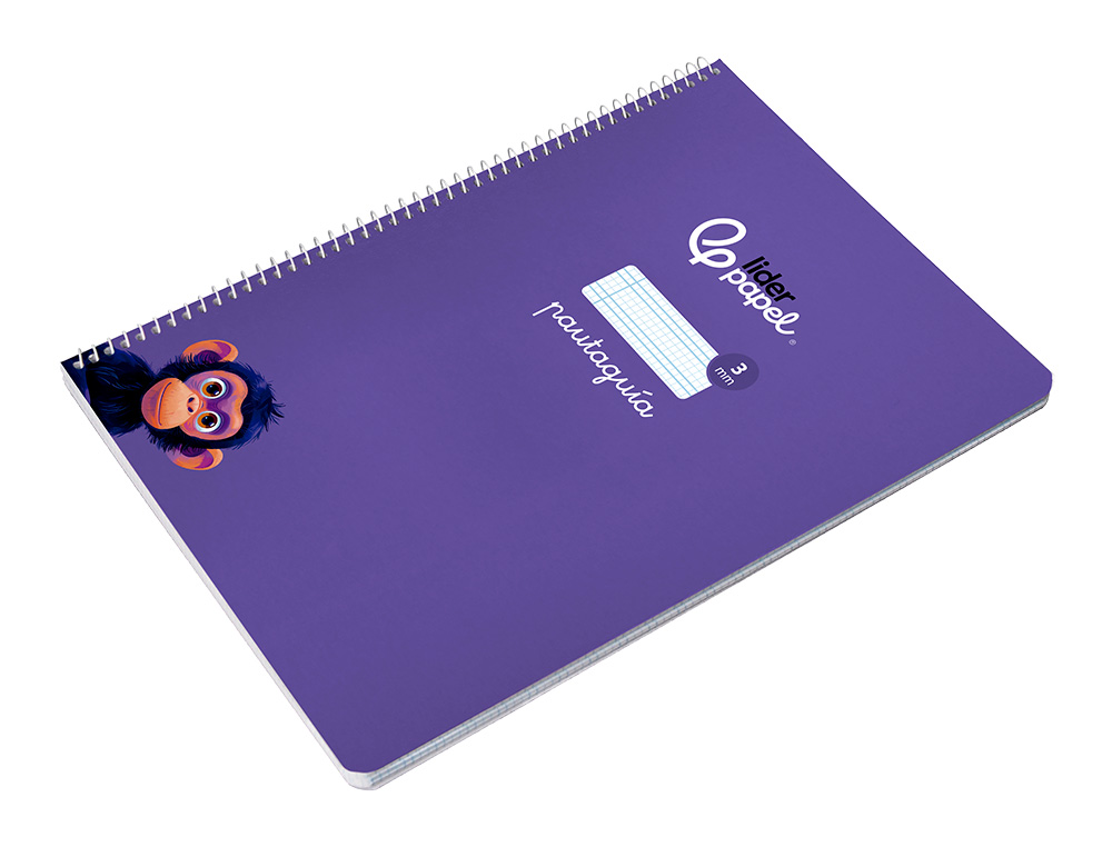 CUADERNO ESPIRAL LIDERPAPEL A4 PAUTAGUIA TAPA BLANDA 80H 75GR CUADRO PAUTADO 3MM COLOR LILA