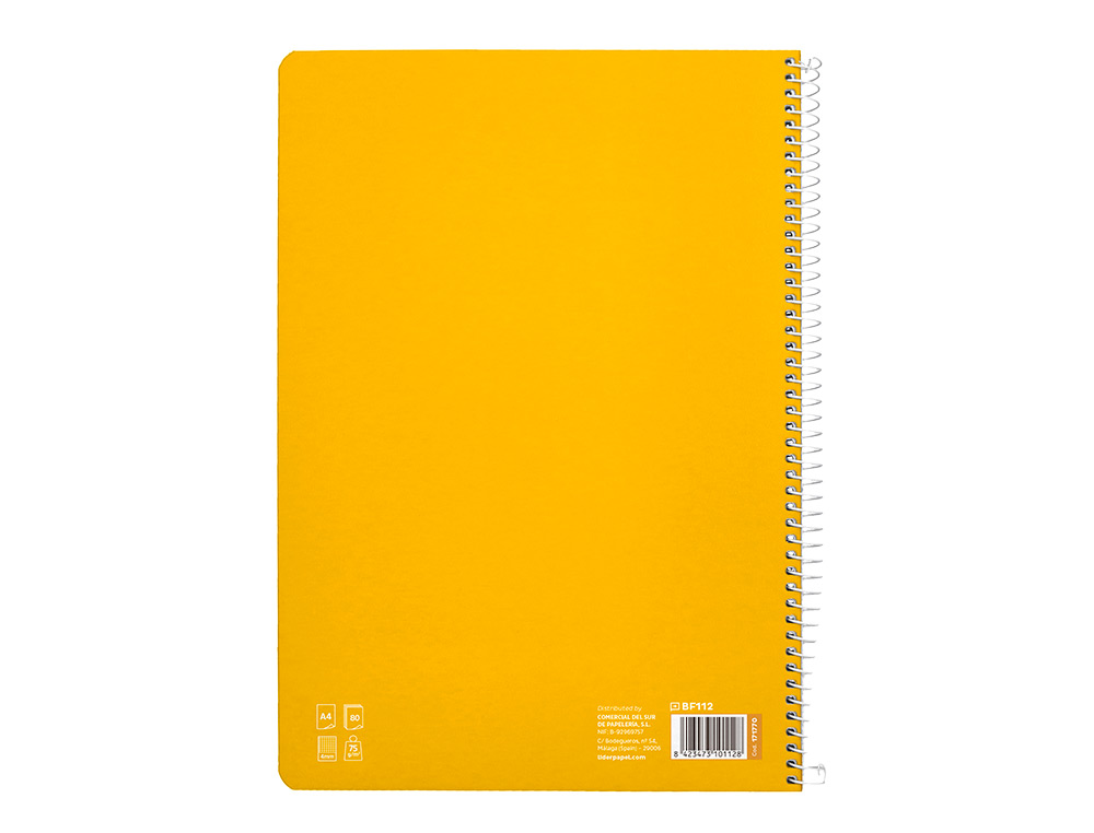 CUADERNO ESPIRAL LIDERPAPEL A4 PAUTAGUIA TAPA BLANDA 80H 75GR CUADRO PAUTADO 4MM COLOR AMARILLO