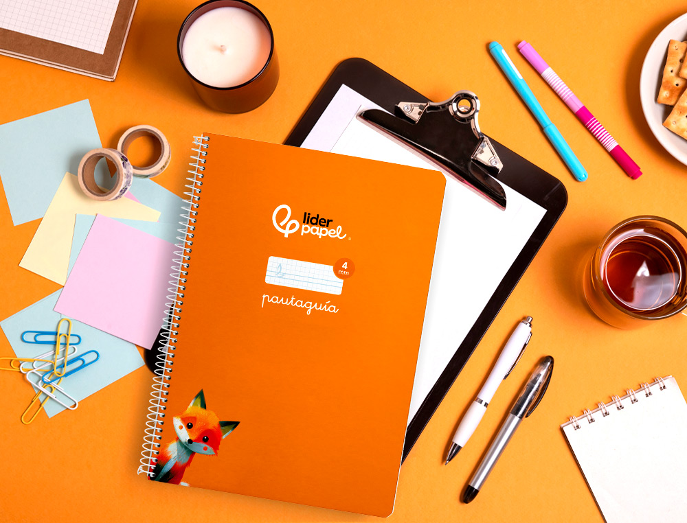 CUADERNO ESPIRAL LIDERPAPEL A4 PAUTAGUIA TAPA BLANDA 80H 75GR CUADRO PAUTADO 4MM COLOR NARANJA