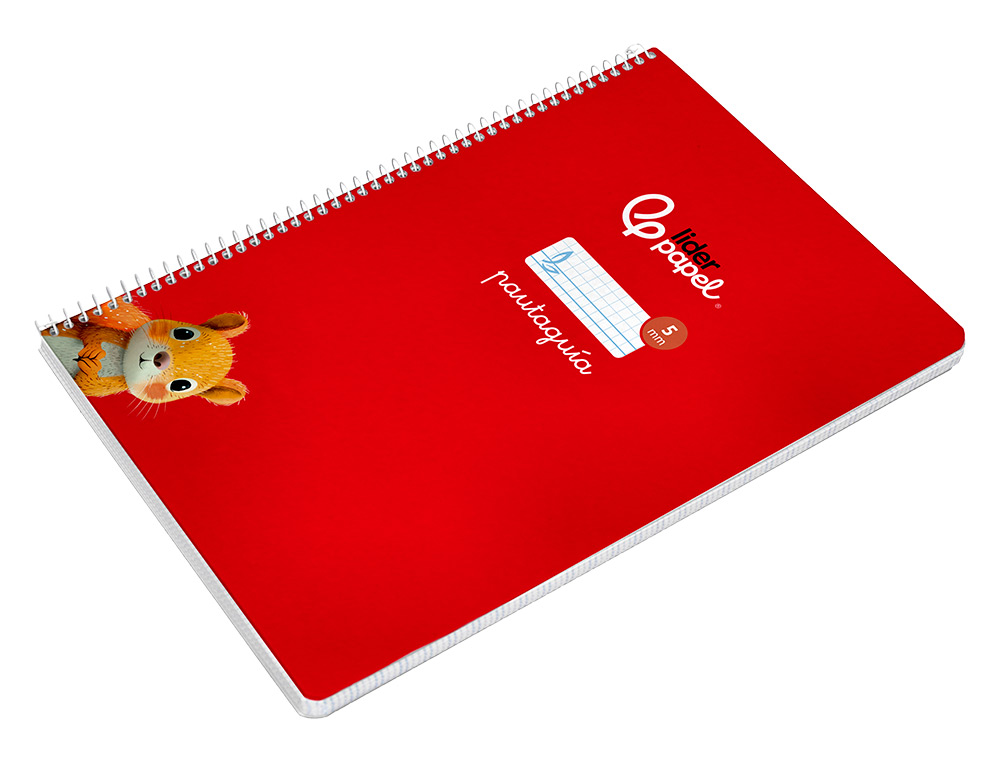 CUADERNO ESPIRAL LIDERPAPEL A4 PAUTAGUIA TAPA BLANDA 80H 75GR CUADRO PAUTADO 5MM COLOR ROJO