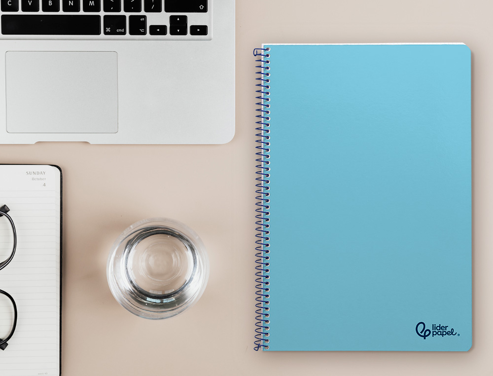 CUADERNO ESPIRAL LIDERPAPEL A4 SMART TAPA BLANDA 80H 75GR CUADRO 4MM CON MARGEN COLOR CELESTE