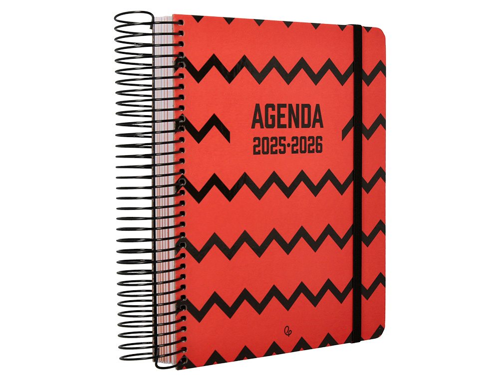 AGENDA ESCOLAR LIDERPAPEL 25-26 ESPIRAL PATTERNS ZIGZAG DIA PAGINA A5 BILINGÜE PAPEL FSC