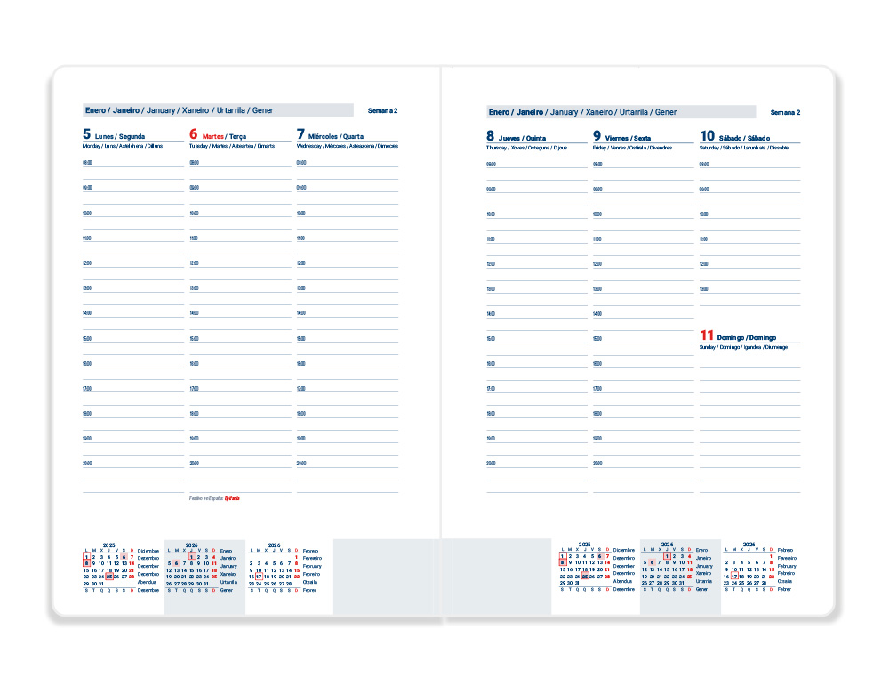 AGENDA ESPIRAL LIDERPAPEL CLASSIC A4 2026 SEMANA VISTA AZUL CLARO 1 PAPEL 70 GR FSC