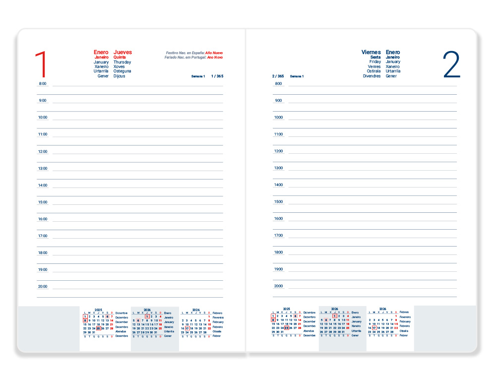 AGENDA ENCUADERNADA LIDERPAPEL SIFNOS A5 2026 ROJO PAPEL 70 GR FSC