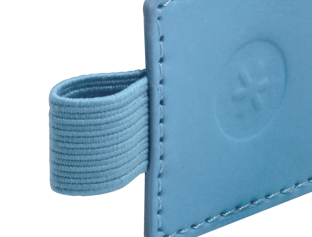 PORTABOLIGRAFO AUTOADHESIVO ANTARTIK PARA CUADERNO NOTE CON ELASTICO HASTA 15 MM GROSOR 1 MM AZUL CLARO 40X40