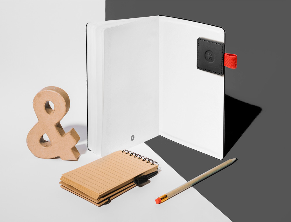 PORTABOLIGRAFO AUTOADHESIVO ANTARTIK PARA CUADERNO NOTE CON ELASTICO HASTA 15 MM GROSOR 1MM NEGRO Y ROJO