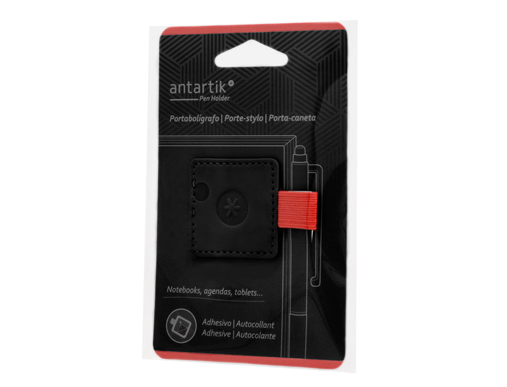 PORTABOLIGRAFO AUTOADHESIVO ANTARTIK PARA CUADERNO NOTE CON ELASTICO HASTA 15 MM GROSOR 1MM NEGRO Y ROJO