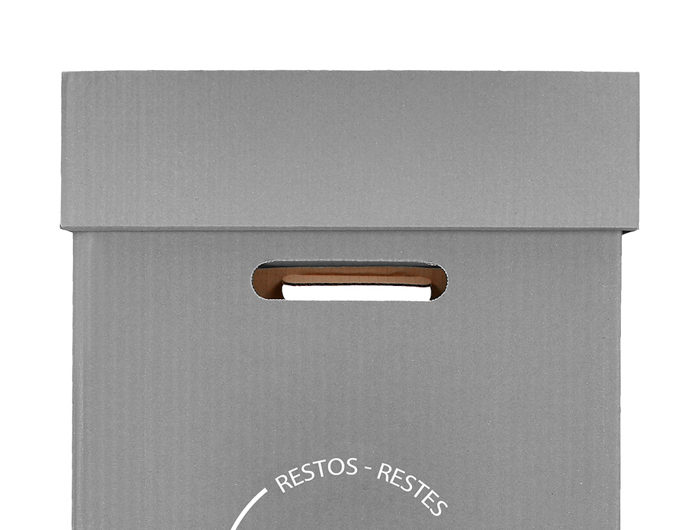 CONTENEDOR PAPELERA RECICLAJE LIDERPAPEL CARTON RECICLADO PARA RESTOS NO RECICLABLES 70 LITROS 450X350X650 MM GRIS