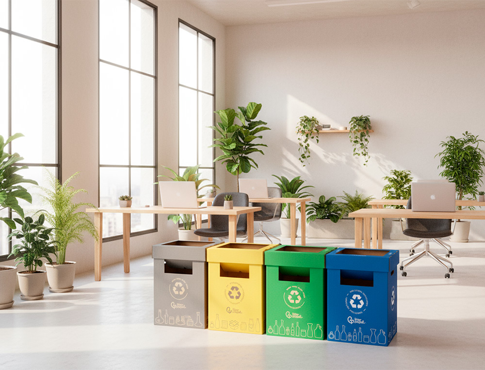 CONTENEDOR PAPELERA RECICLAJE LIDERPAPEL CARTON RECICLADO PARA RESTOS NO RECICLABLES 70 LITROS 450X350X650 MM GRIS