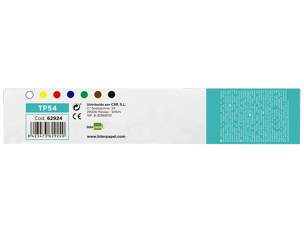 TEMPERA LIDERPAPEL ESCOLAR 40 ML CAJA 7 COLORES SURTIDOS + PINCEL