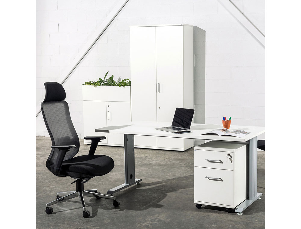 MESA DE OFICINA ROCADA METAL 2003AC01 GRIS/HAYA 180X80 CM