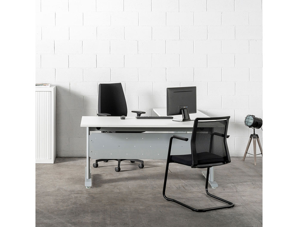 MESA DE OFICINA ROCADA METAL 2003AC04 GRIS/BLANCO 180X80 CM