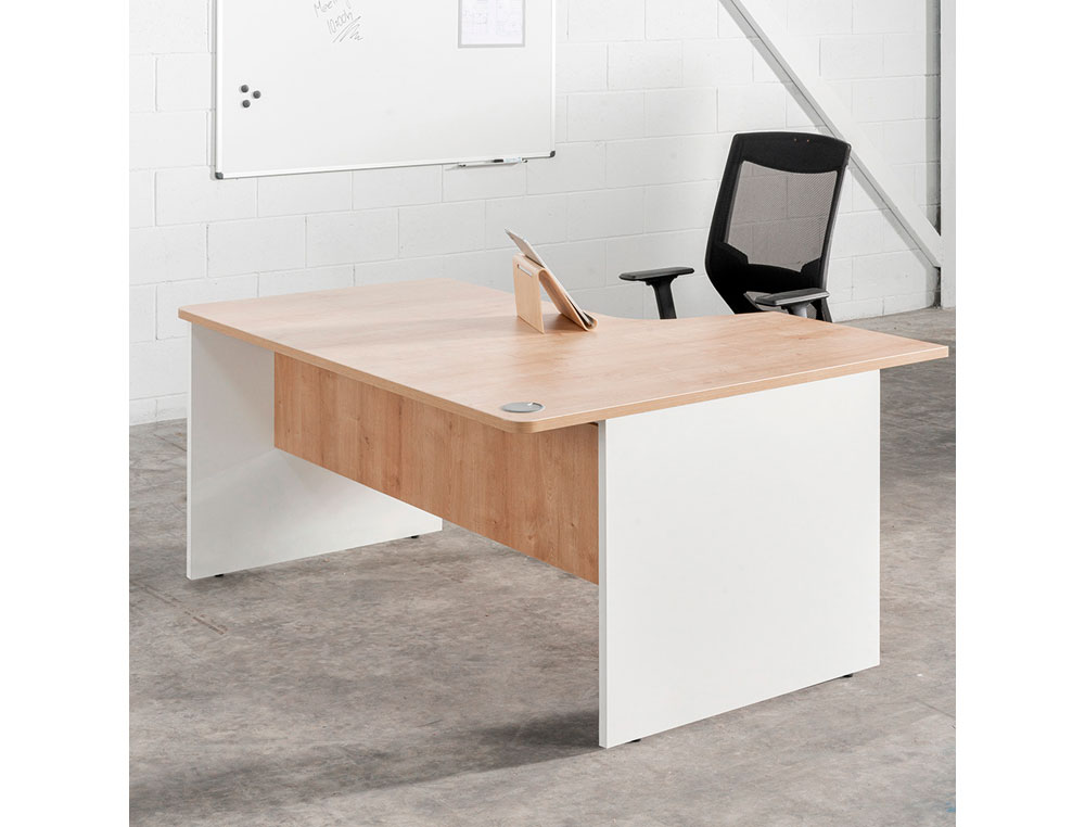 MESA ROCADA SERIE WORK 160X110X76 CM IZQUIERDA ACABADO AN02 GRIS/GRIS