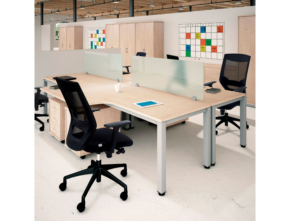 MESA ROCADA SERIE EXECUTIVE 160X110 CM IZQUIERDA ACABADO GRIS/GRIS