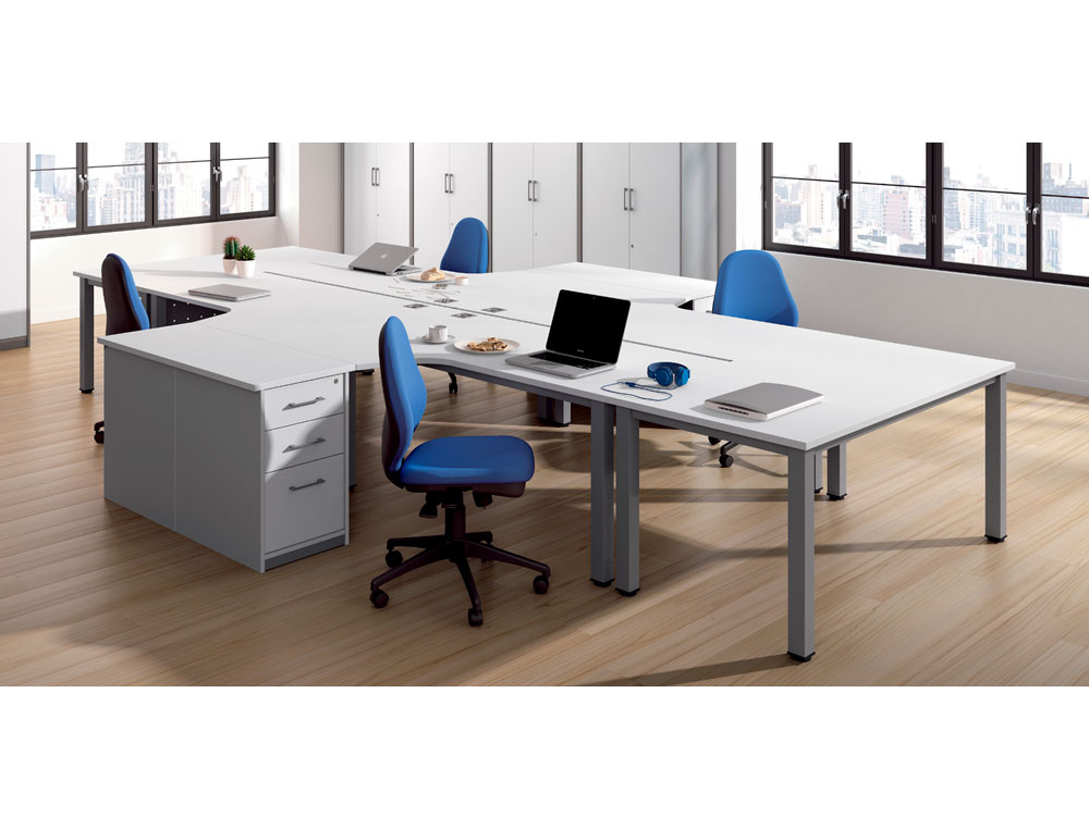 MESA ROCADA SERIE EXECUTIVE 160X110 CM IZQUIERDA ACABADO GRIS/GRIS